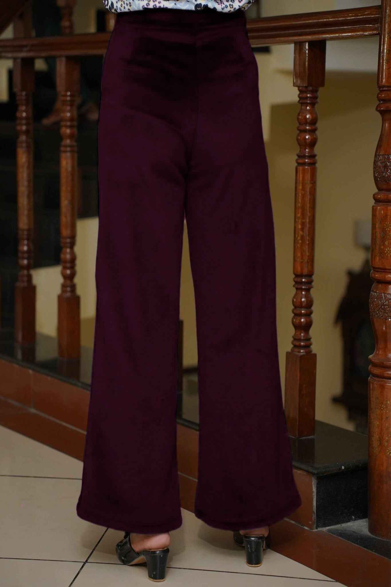 Deep Wine Velvet Fleece Pants