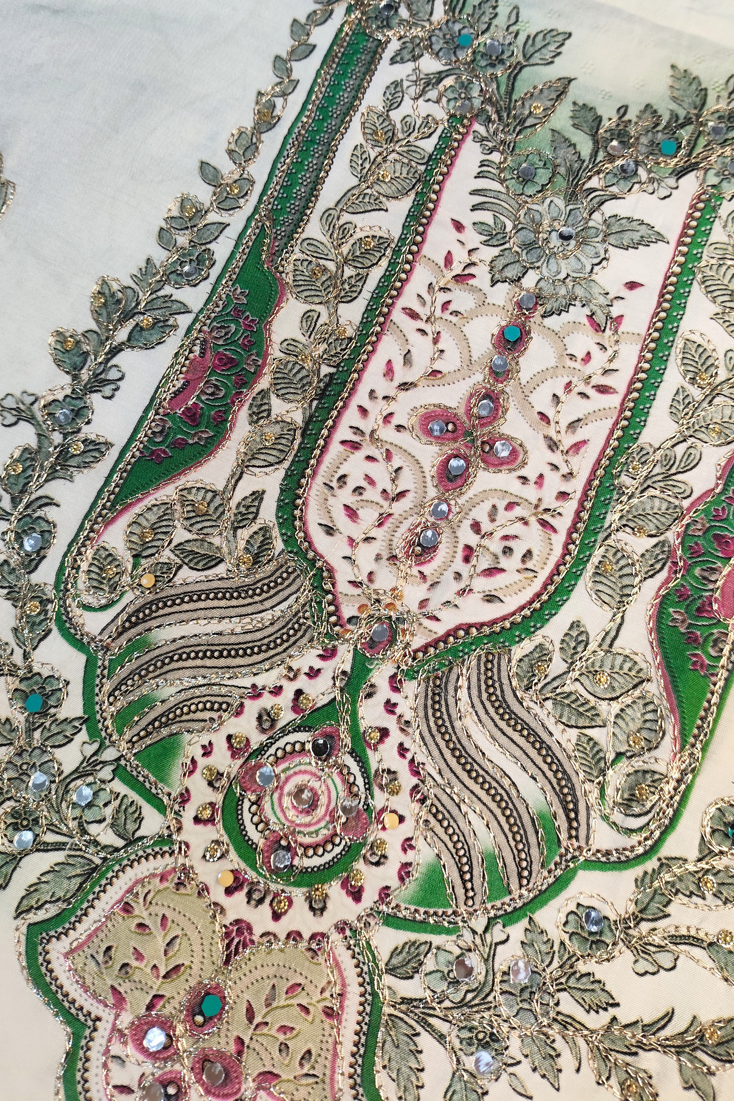 Neelam Ombré Muslin Dress Material with Aari Work