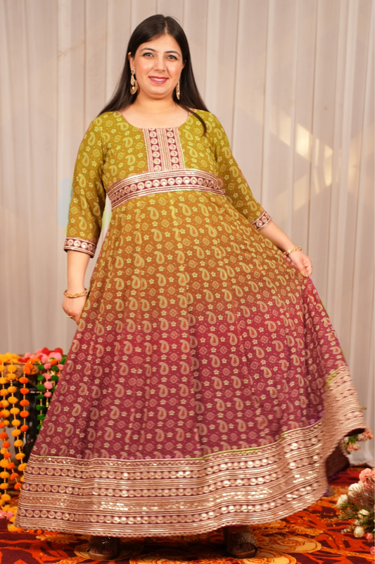 Noorani Ombre Flared Anarkali Dress