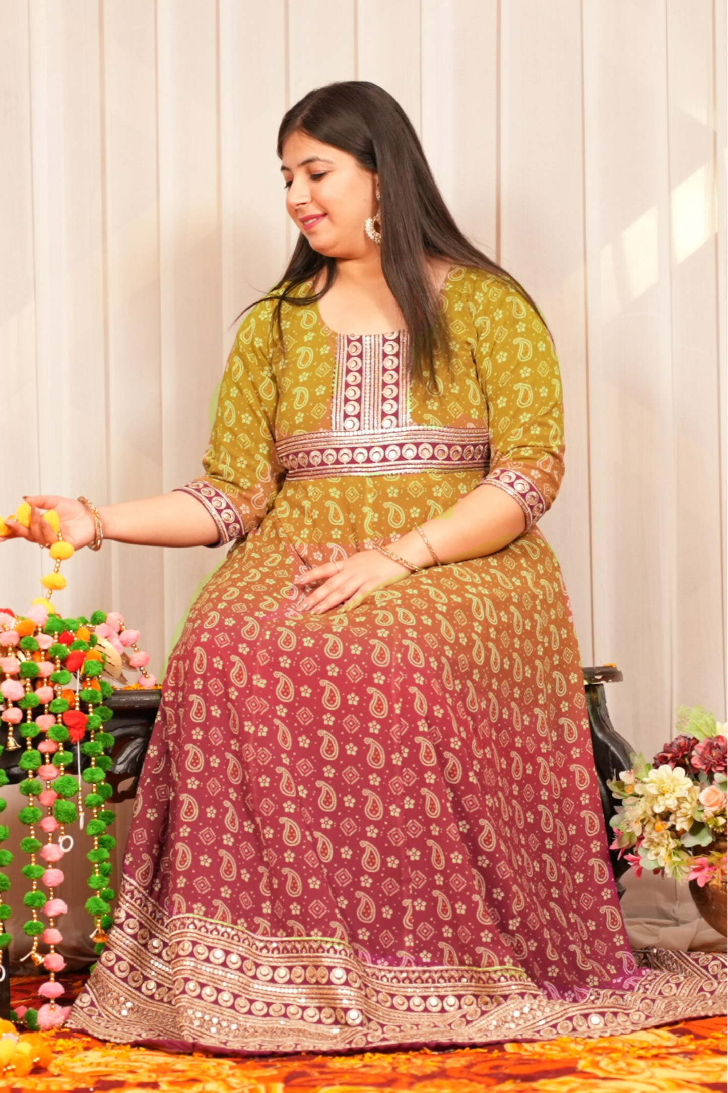 Noorani Ombre Flared Anarkali Dress