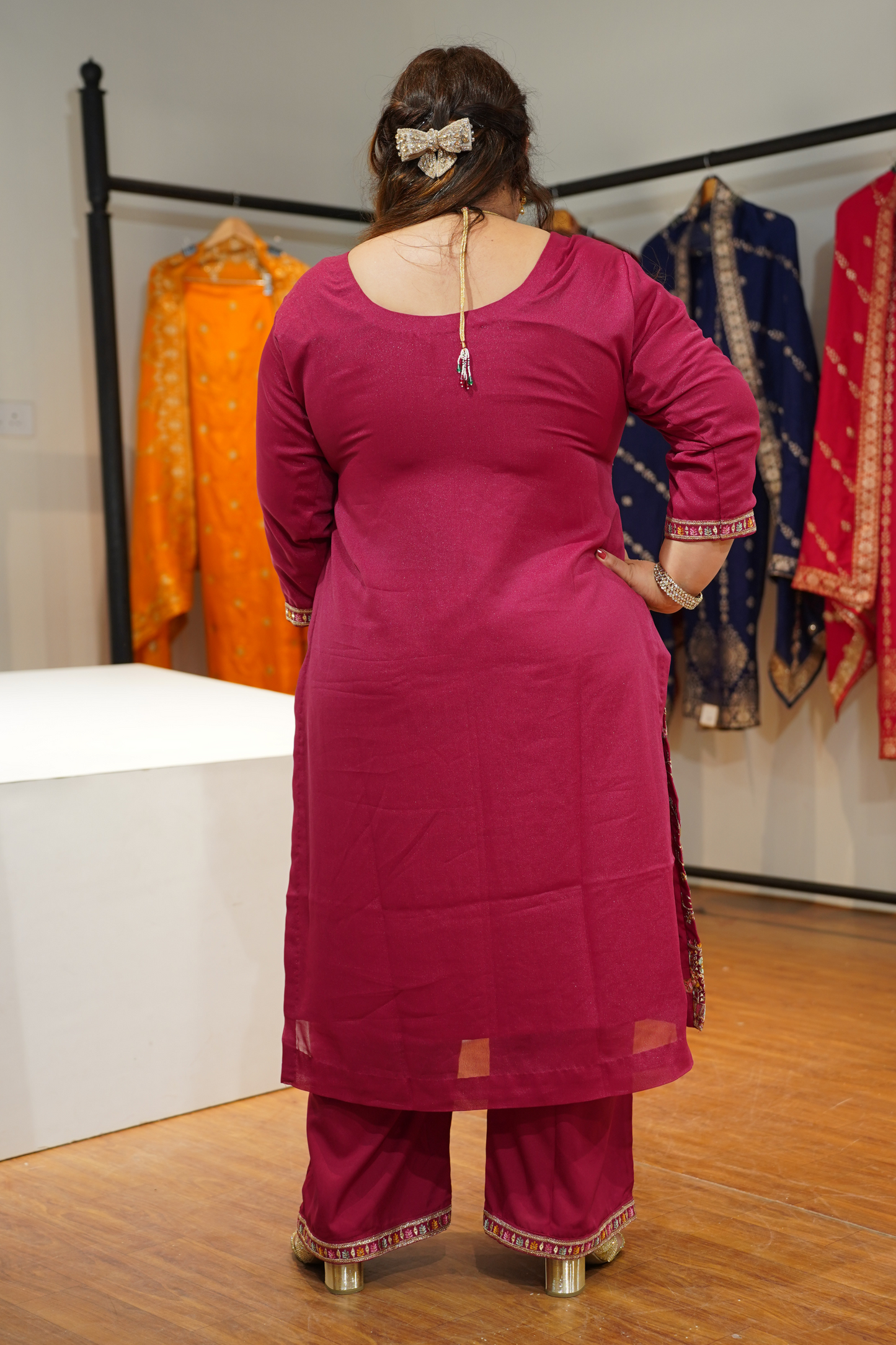 Onion Gulaabi Embroidered Fancy Suit