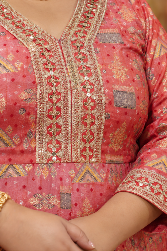 Sarini Sunset Ombre Dress with Zari Work