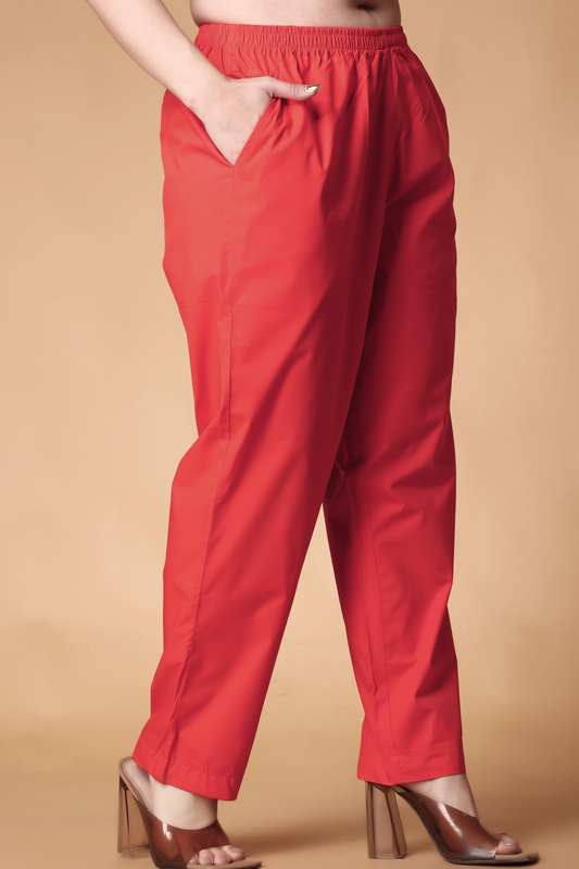Pale Red Cotton Kurti Pant