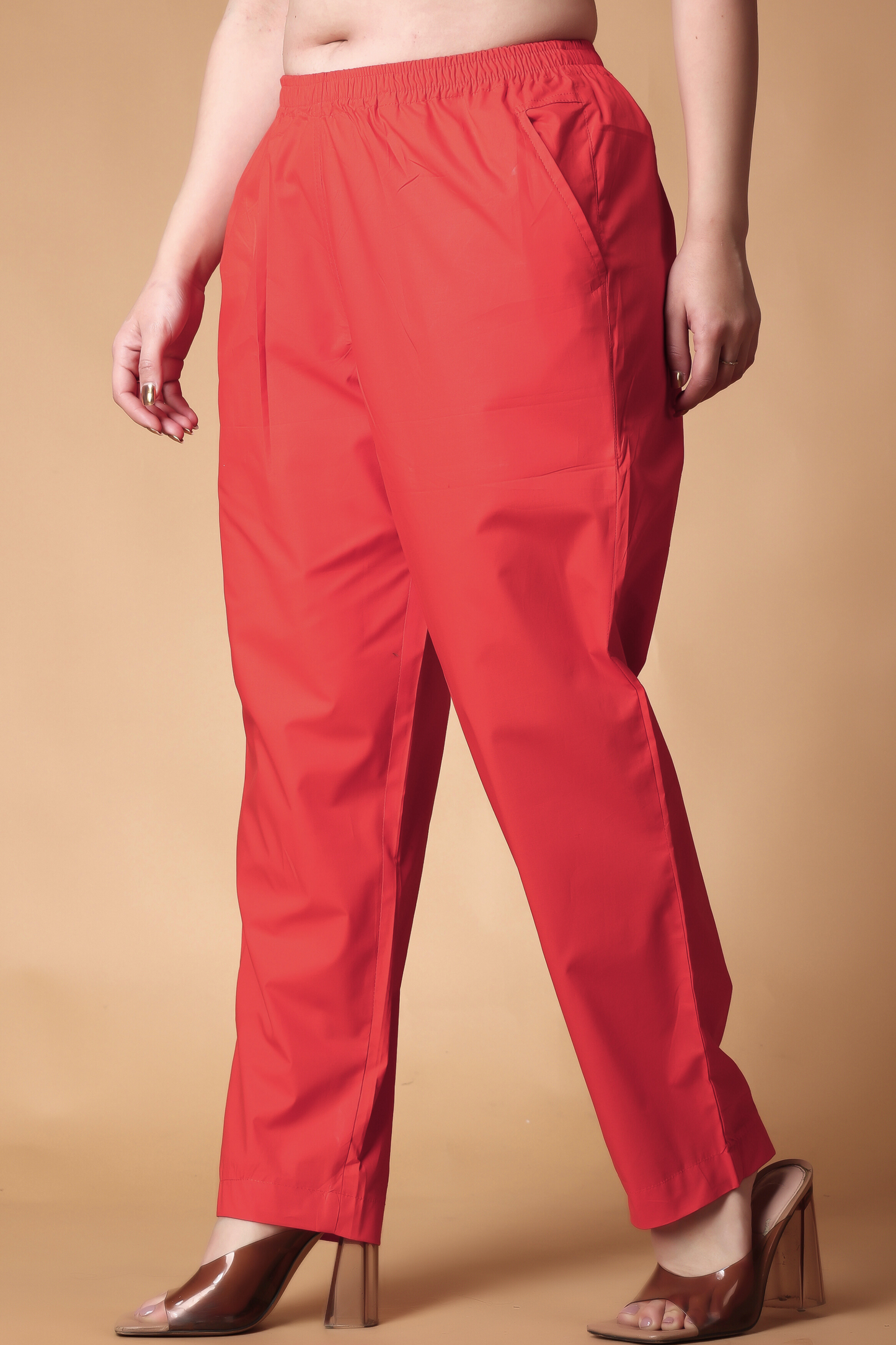 Pale Red Cotton Kurti Pant