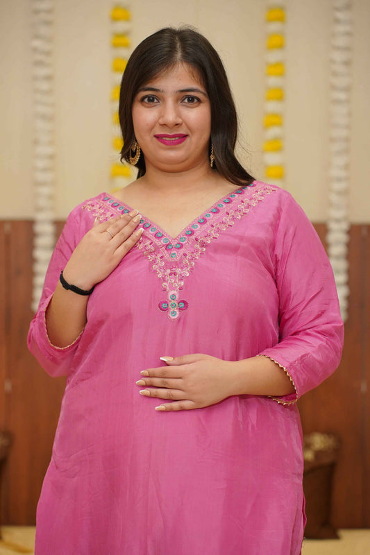 Silky Fuchsia Fancy Suit Set