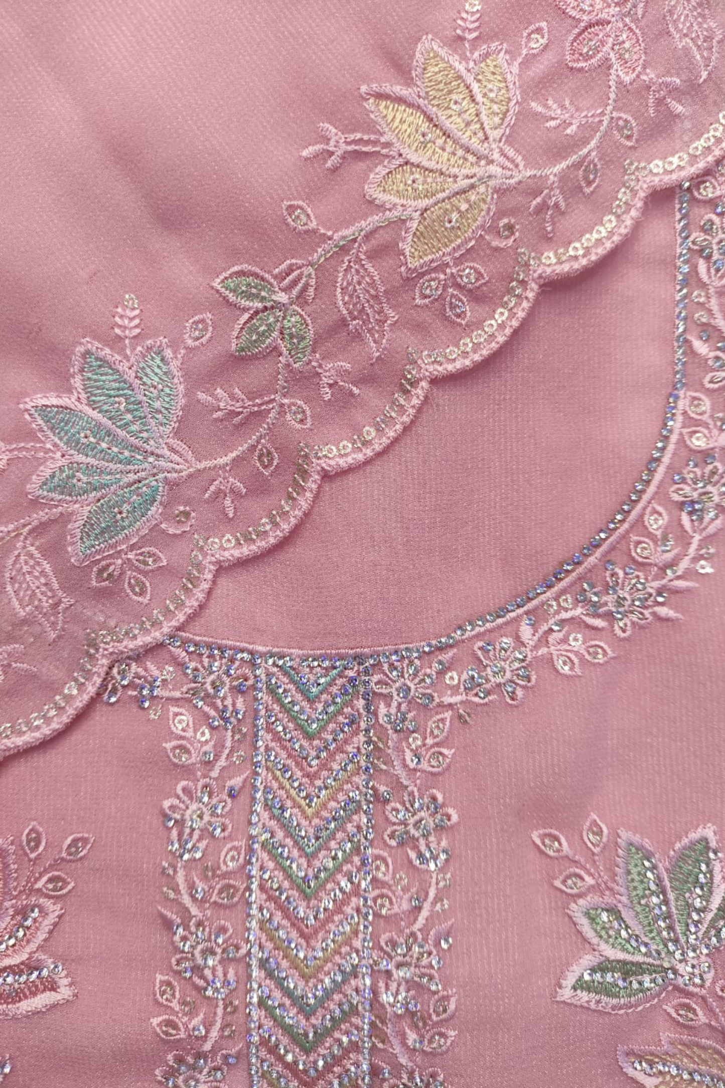 Pink Georgette Suit with Stone Work