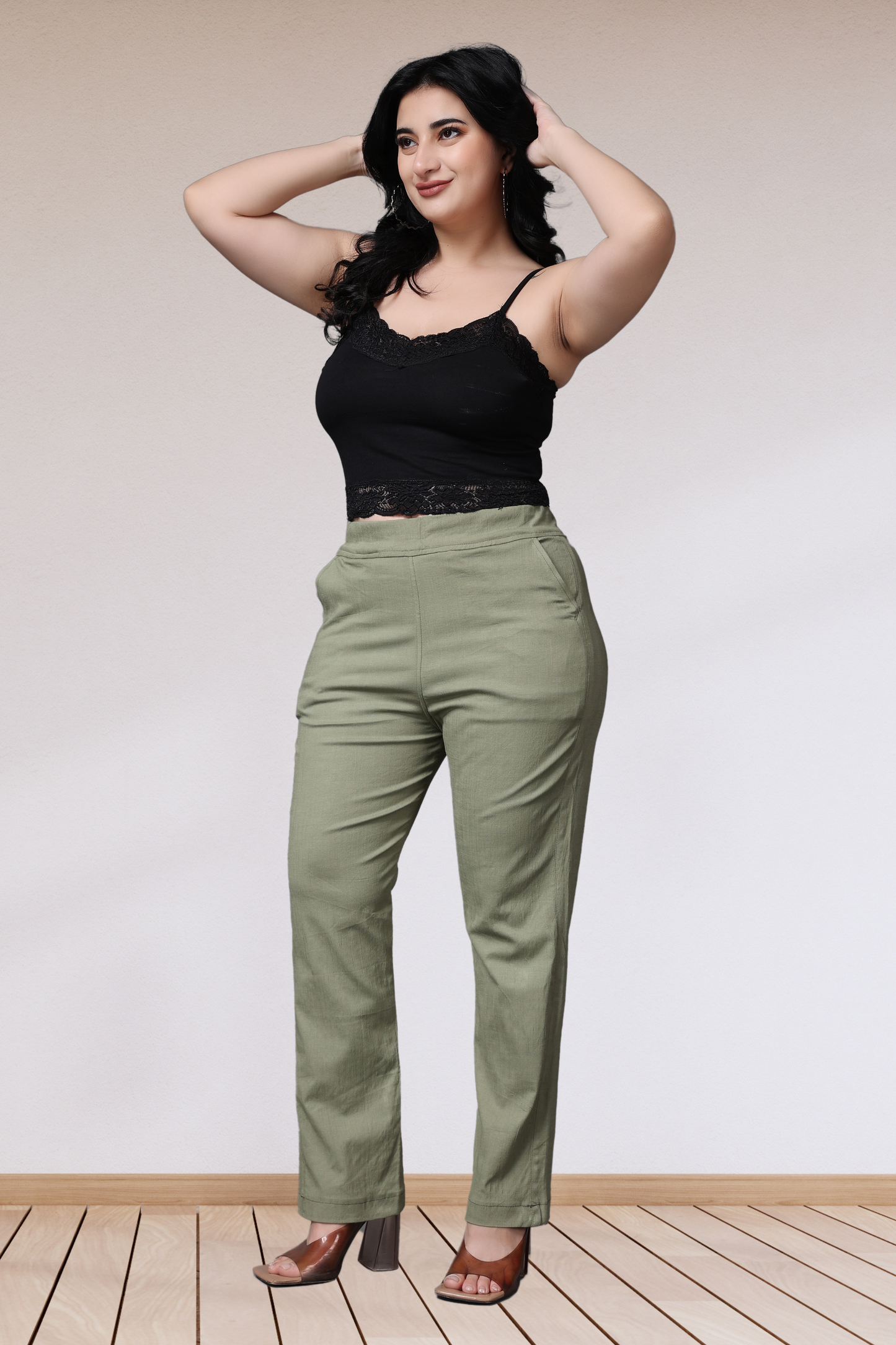 Buy Plus Size Pista Lycra Slub Pants At Apella | Sizes XS to 10 XL | India | Free Delivery | Customized