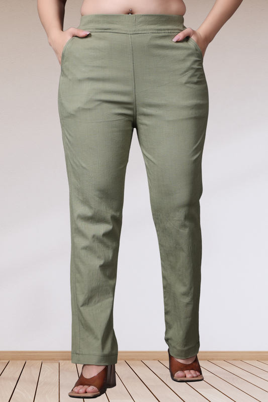 Buy Plus Size Pista Lycra Slub Pants At Apella | Sizes XS to 10 XL | India | Free Delivery | Customized