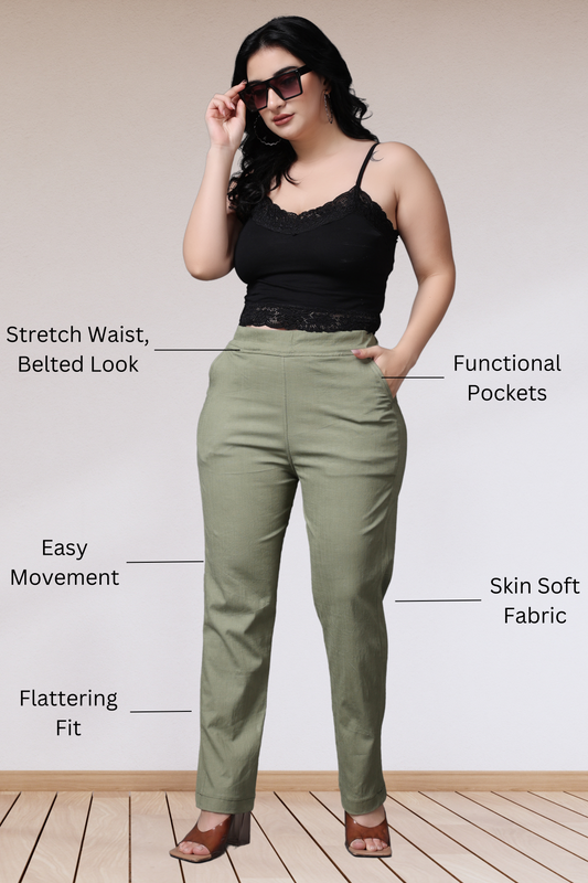 Buy Plus Size Pista Lycra Slub Pants At Apella | Sizes XS to 10 XL | India | Free Delivery | Customized