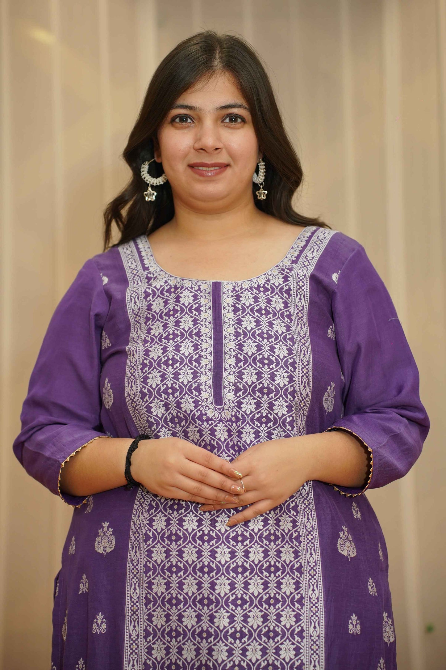 Purple Opulence Jacquard Linen Suit