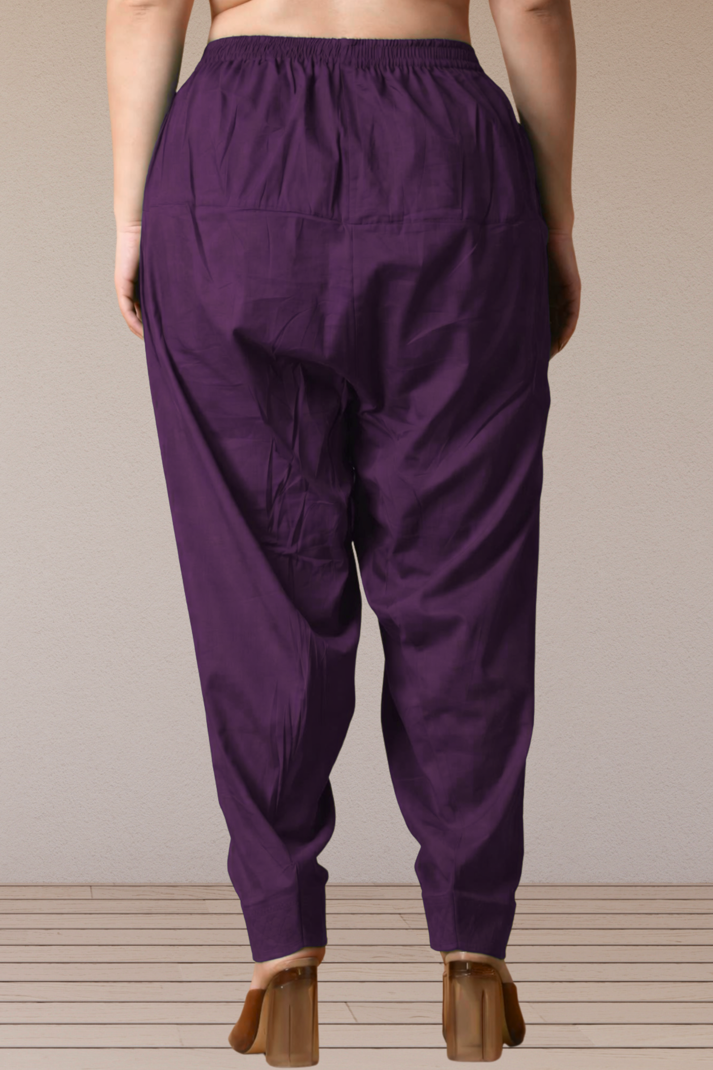 Purple Pleated Cotton Salwar