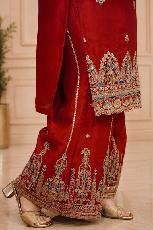 Ruhina Saaj Zari Embroidered Sharara Suit