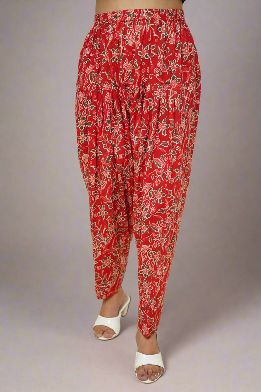 Red Floral Cotton Salwar