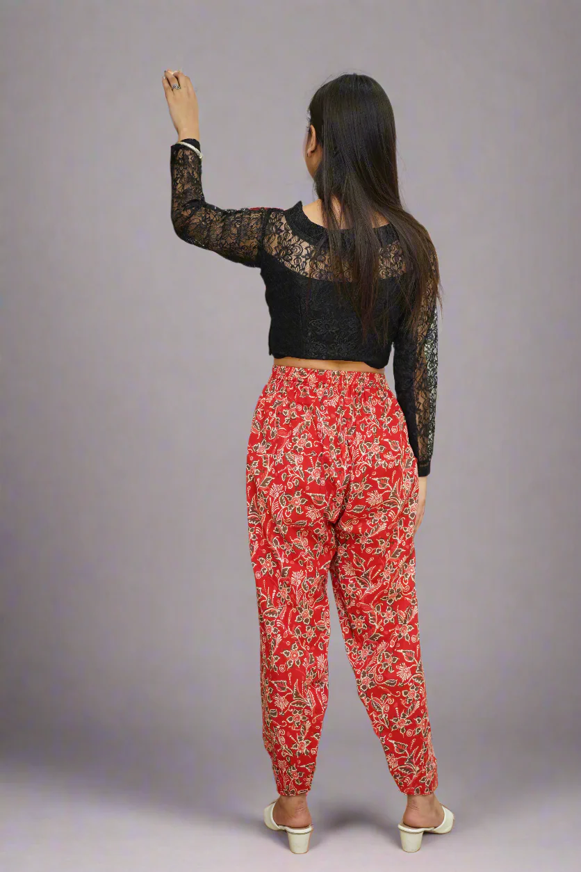 Red Floral Cotton Salwar