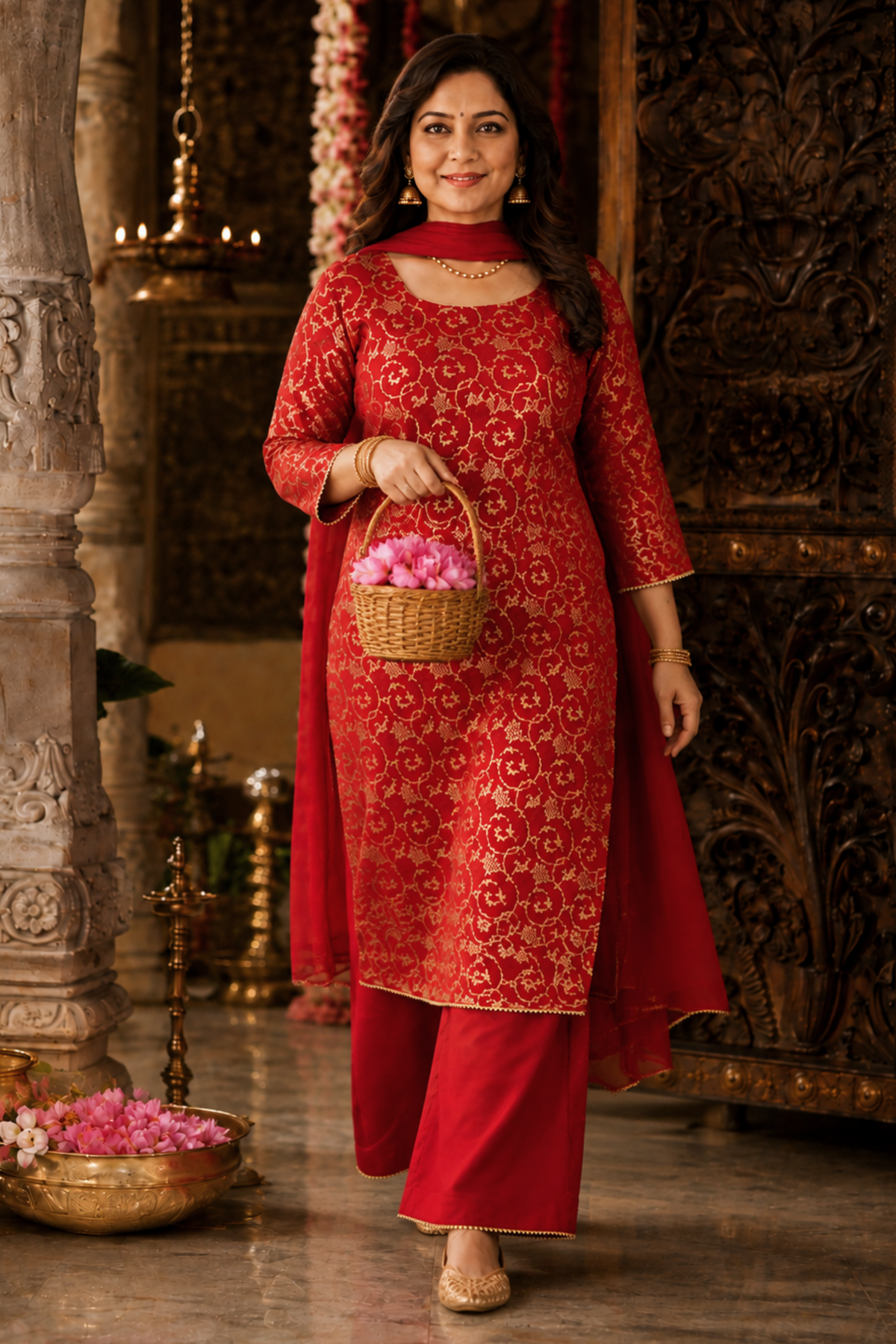 Eternally Red Jacquard Silk Suit