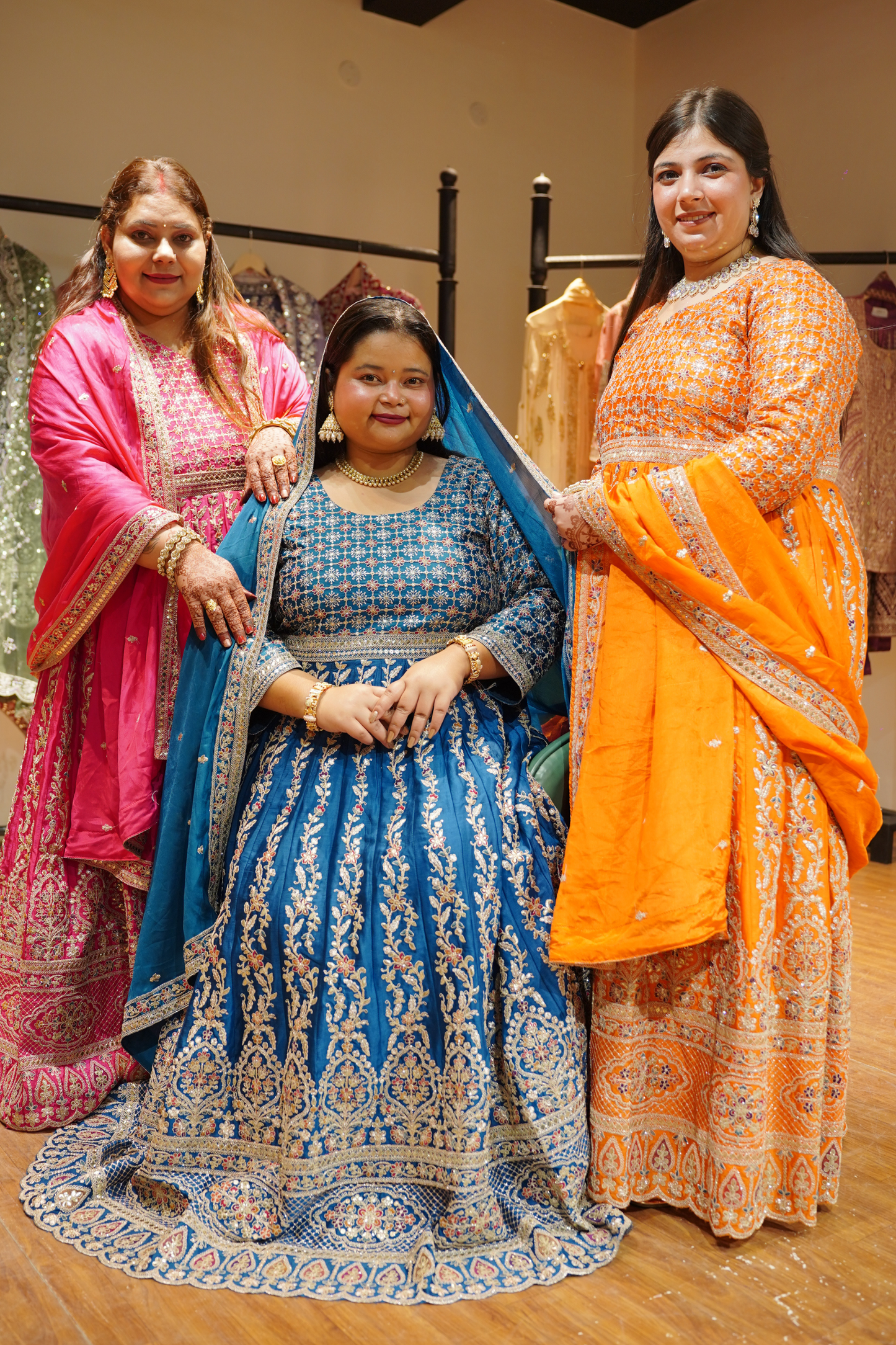 Riyana Navy Embroidered Dress With Dupatta