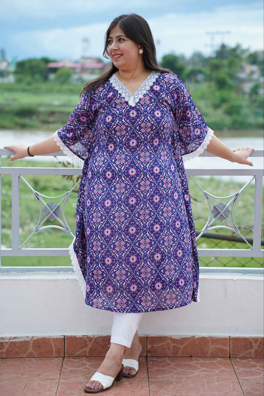 Indigo Shimmer Foiled Kaftan