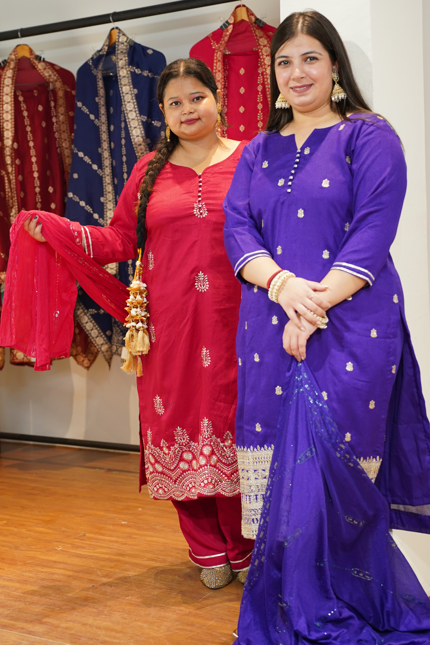 Shagun Red Embroidered Fancy Suit