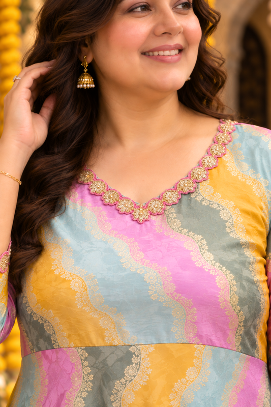Eshita Pearl Silk Dress with Jacquard Weave