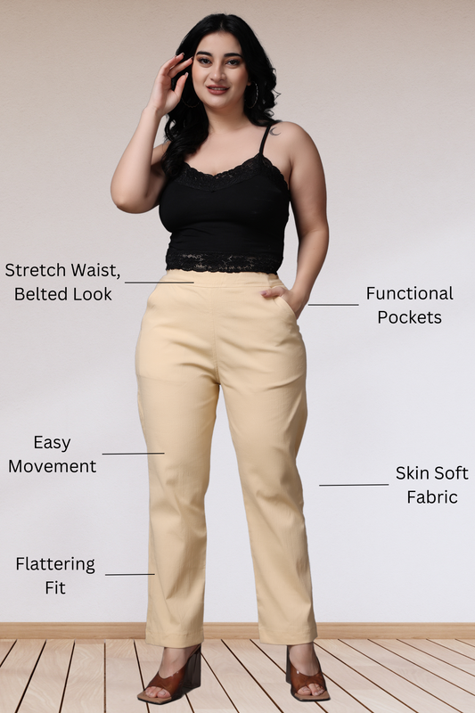 Buy Plus Size Skin Lycra Slub Pants At Apella | Sizes XS to 10 XL | India | Free Delivery | Customized