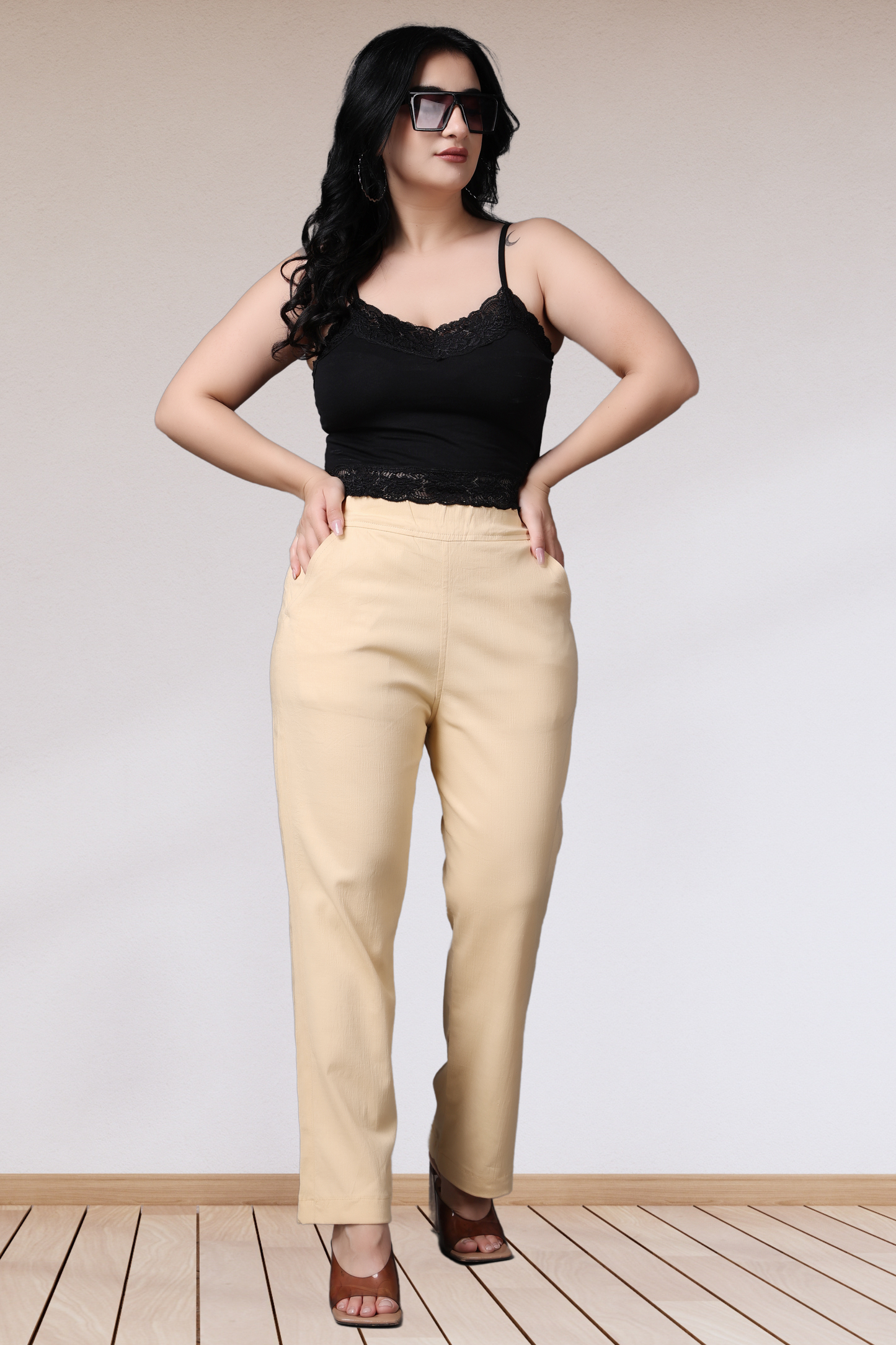 Buy Plus Size Skin Lycra Slub Pants At Apella | Sizes XS to 10 XL | India | Free Delivery | Customized
