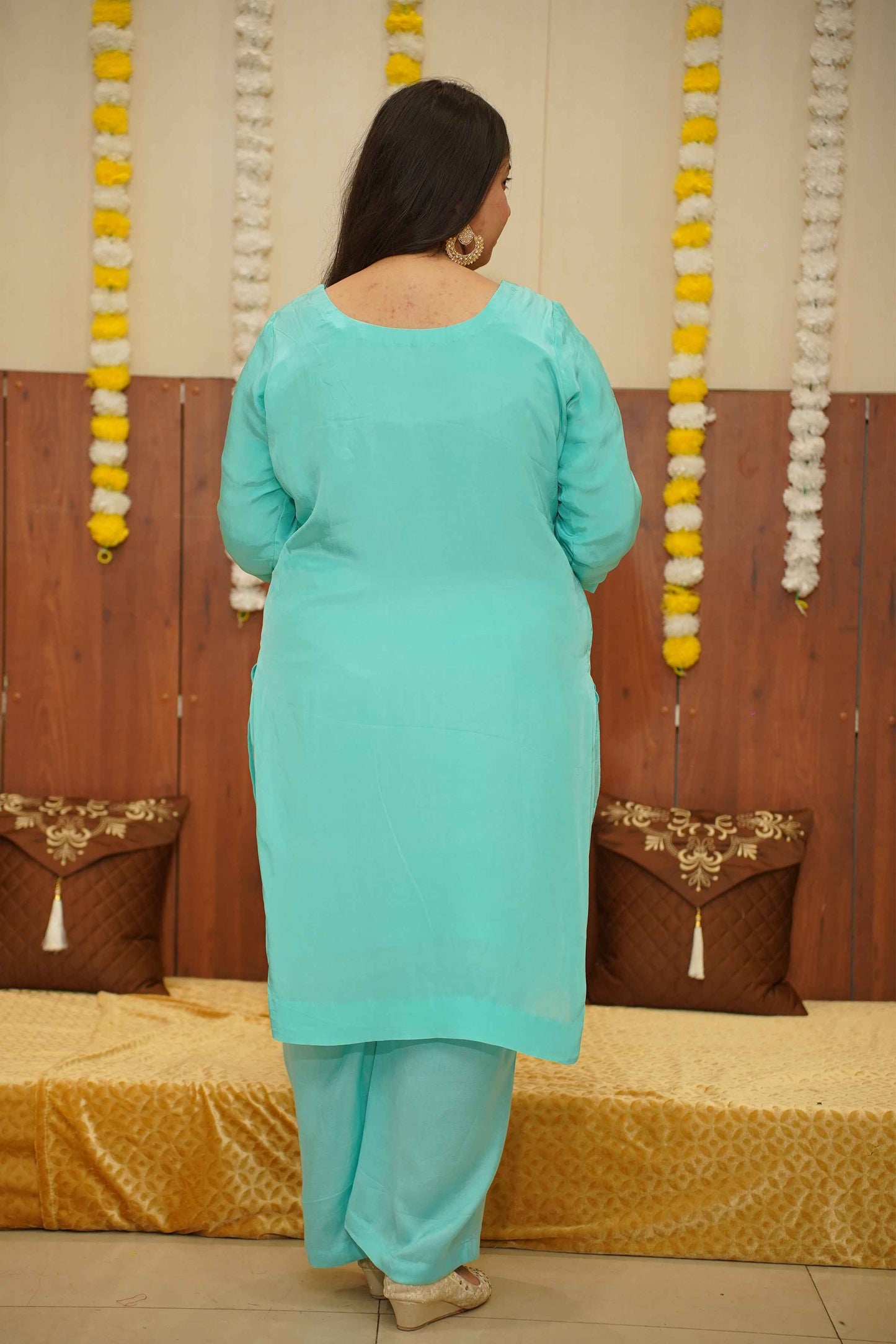 Serene Blue Silk Suit Set
