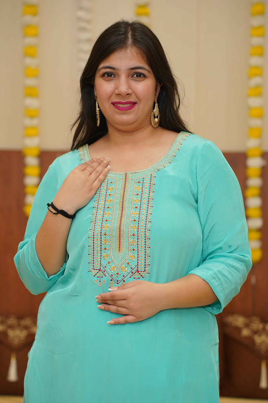 Serene Blue Silk Suit Set