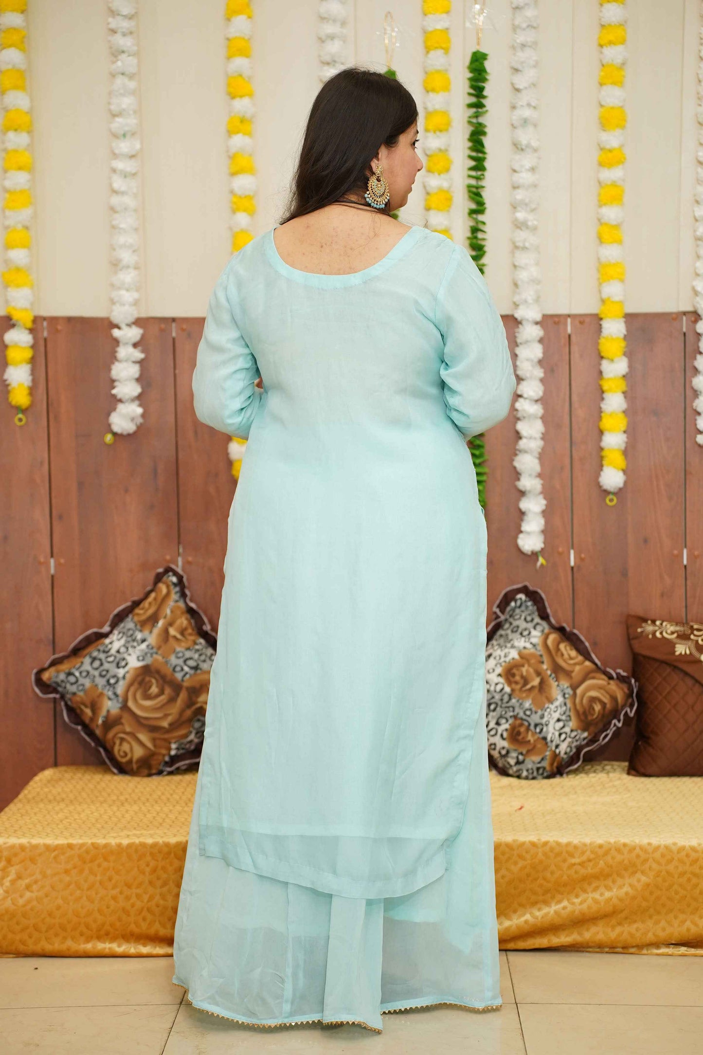 Sky Sequin Organza Suit Set