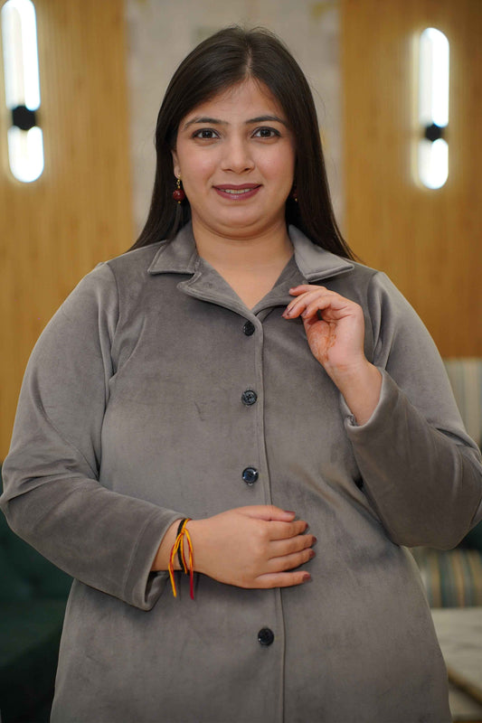 Smoky Charcoal Velvet Co-ord Set