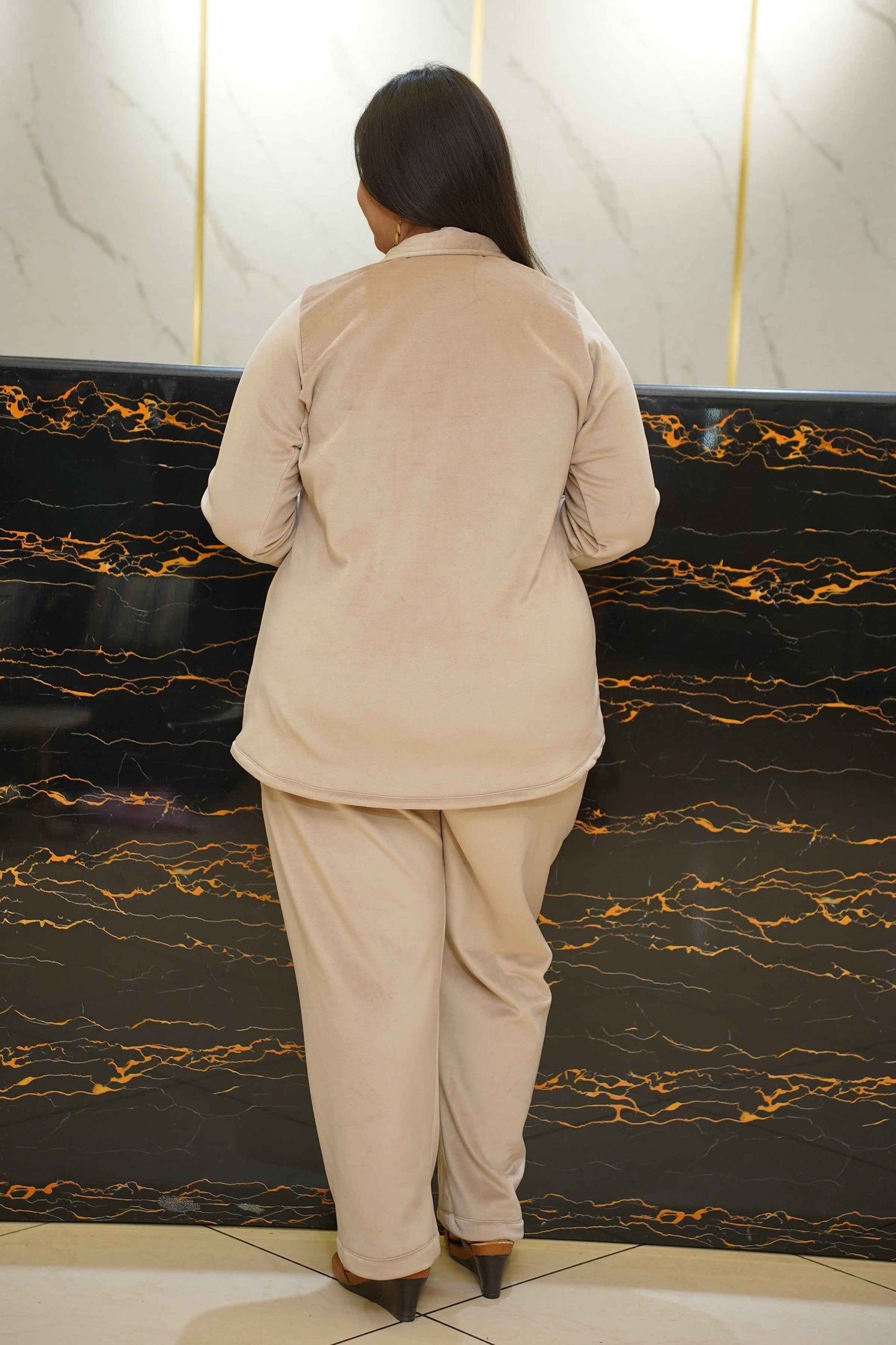 Soft Almond Velvet Co-ord Set