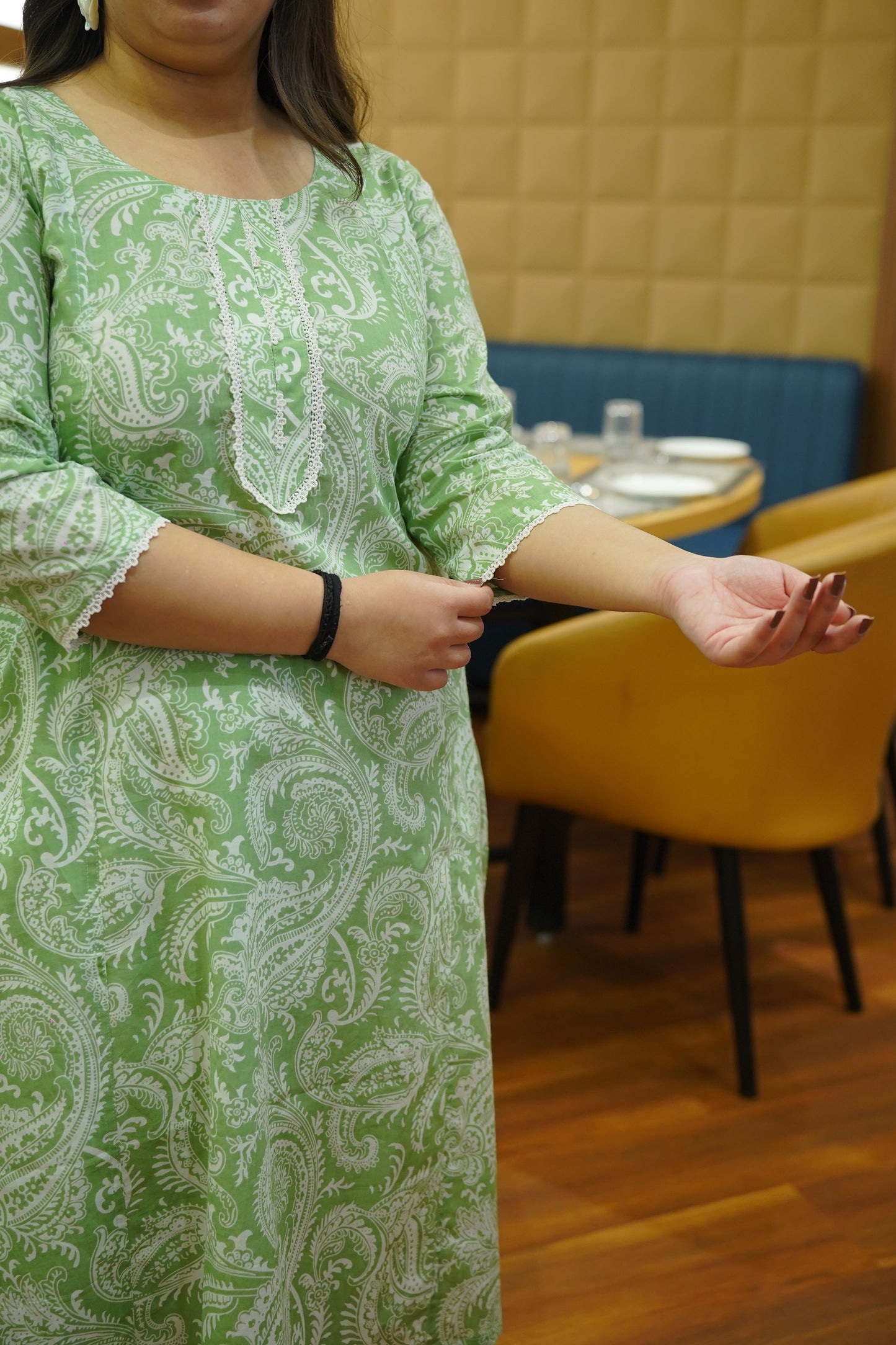 Soft Mint Bagh Kali Cotton Kurta