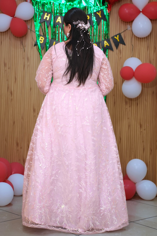 Soft Pink Shimmer Evening Dress