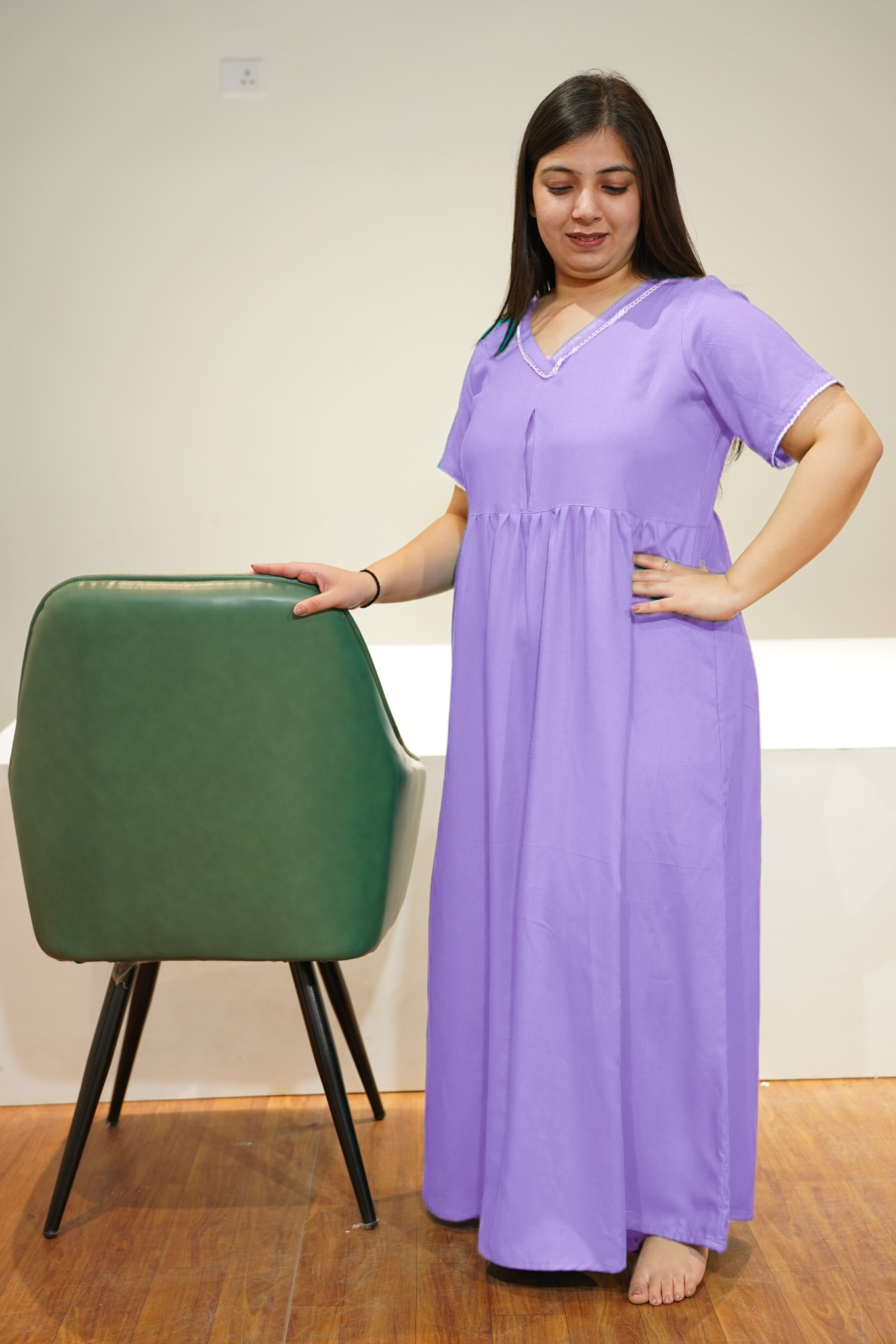 Solid Lavender Rayon Night Gown