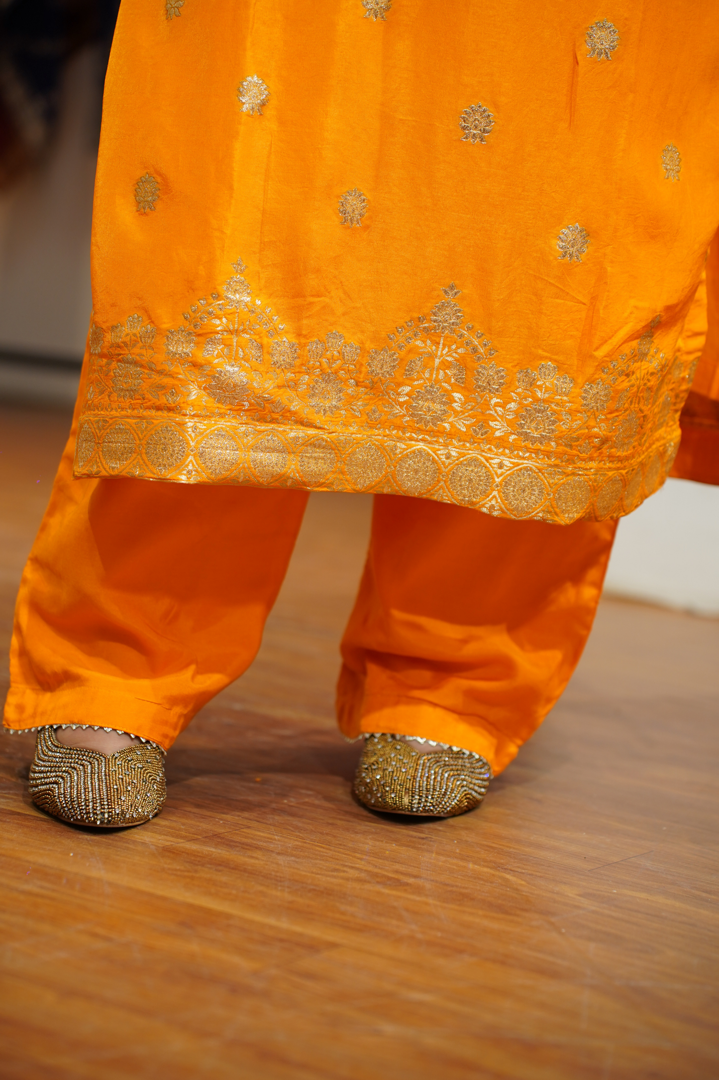 Suvarna Mustard Jacquard Silk Suit