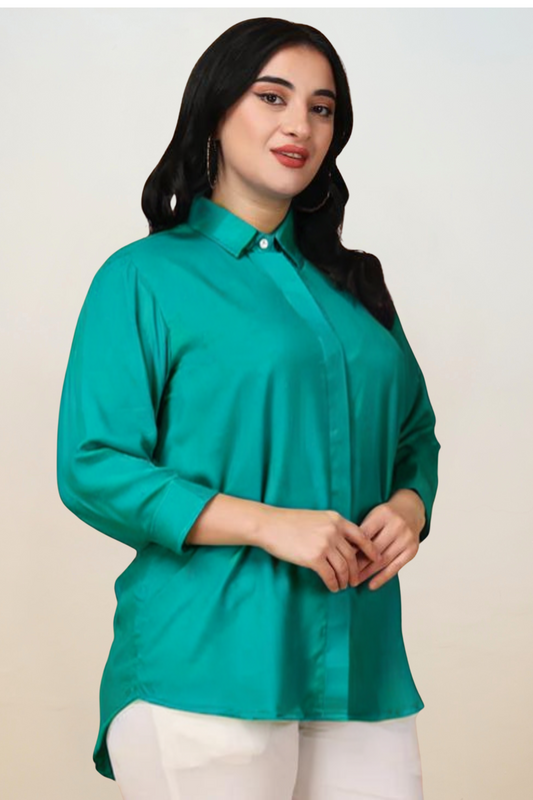Buy Plus Size Tropical Blue Solid Rayon Shirt At Apella | Sizes XS to 10 XL | India | Free Delivery | Customized