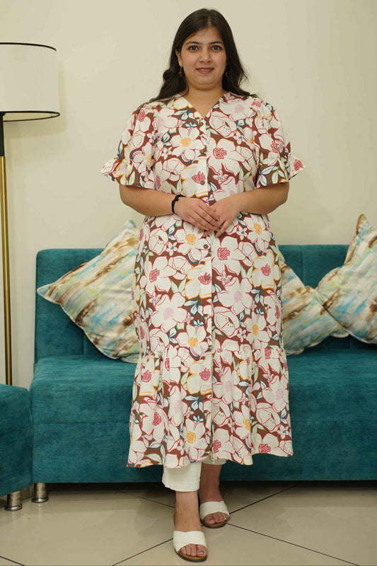 Tropical Flair Floral A-Line Dress