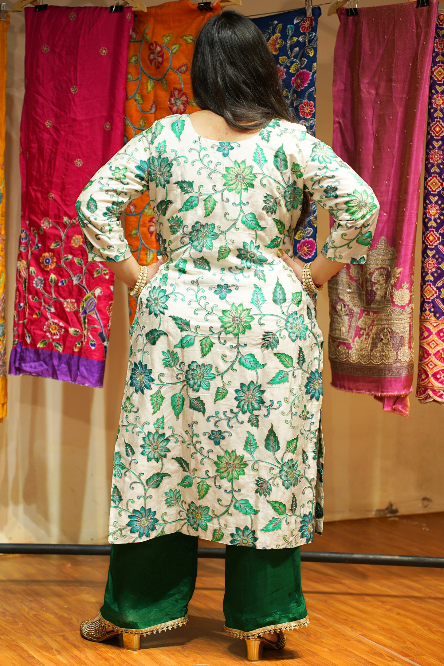 Vidhika Silk Suit Set with Floral Motifs