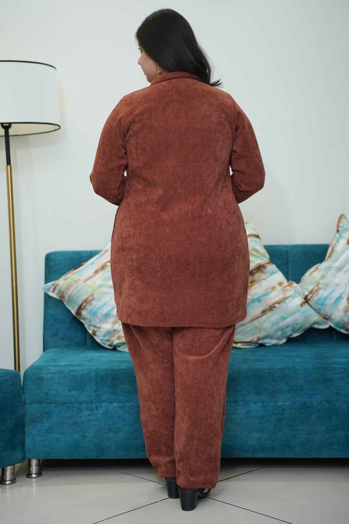 Walnut Brown Velvet Co-ord Set