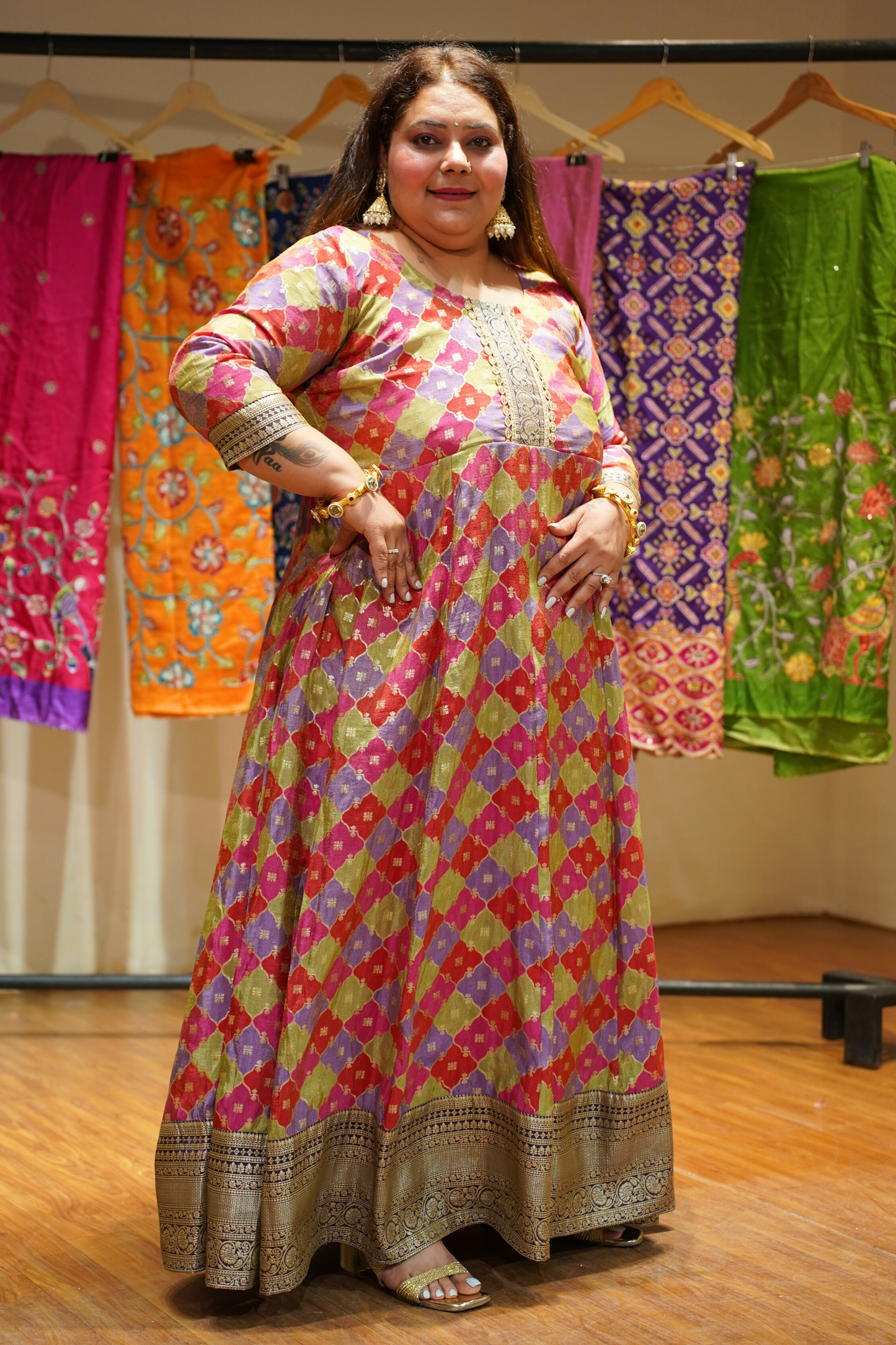 Yamika Jacquard Woven Silk Dress with Dupatta