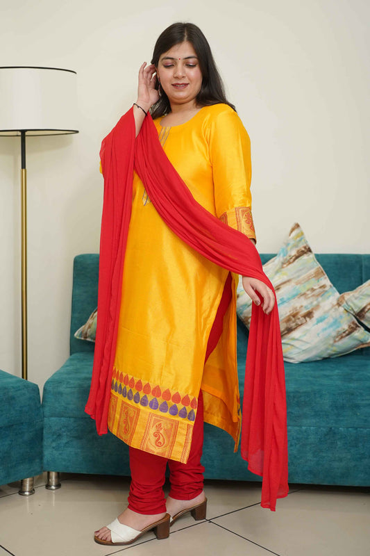 Amber Flame Churidar Suit Set