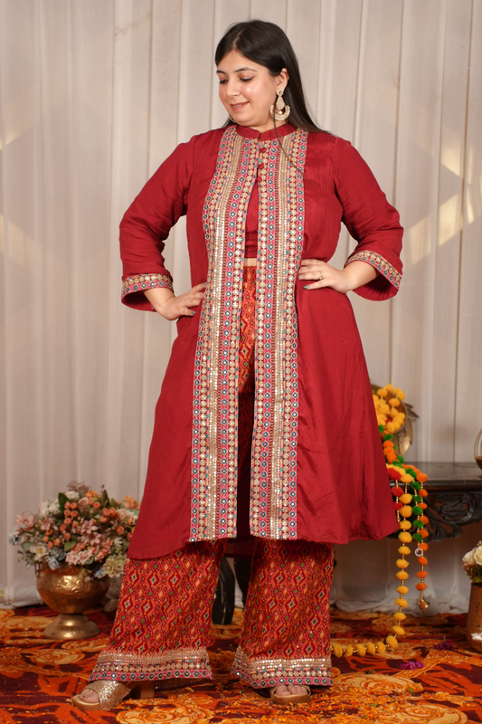 Nazakat Indo Western Shrug Set