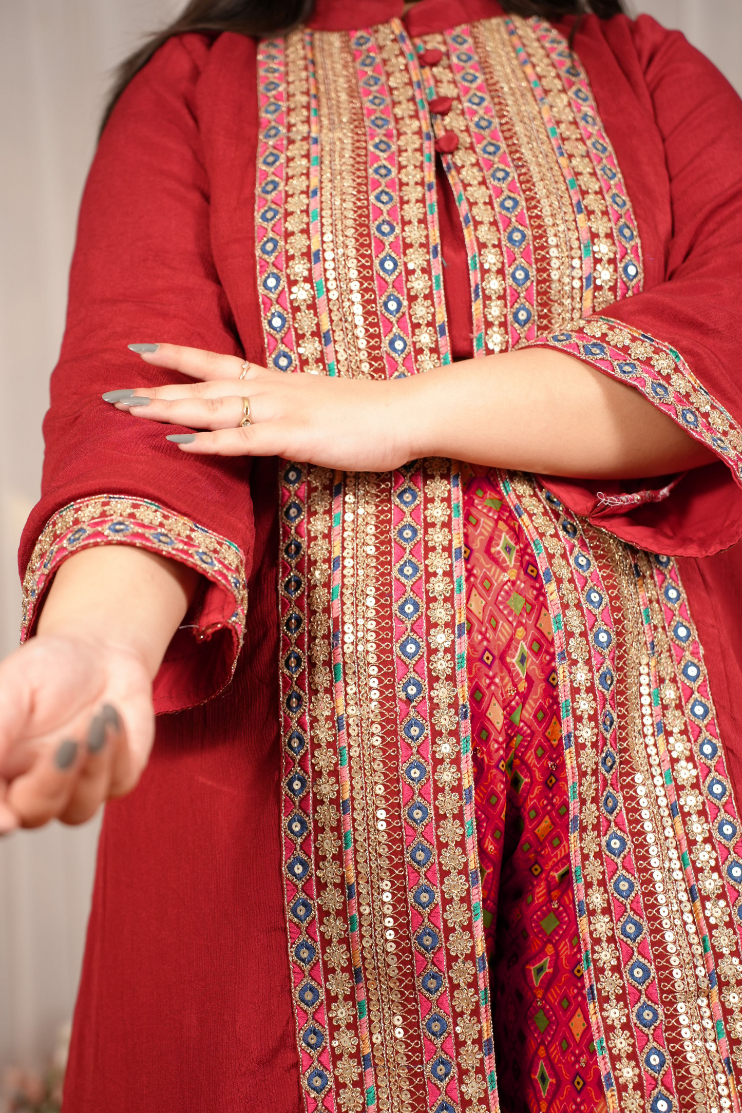 Nazakat Indo Western Shrug Set