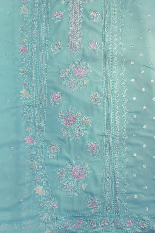 Firozi Georgette Suit with Stone Work