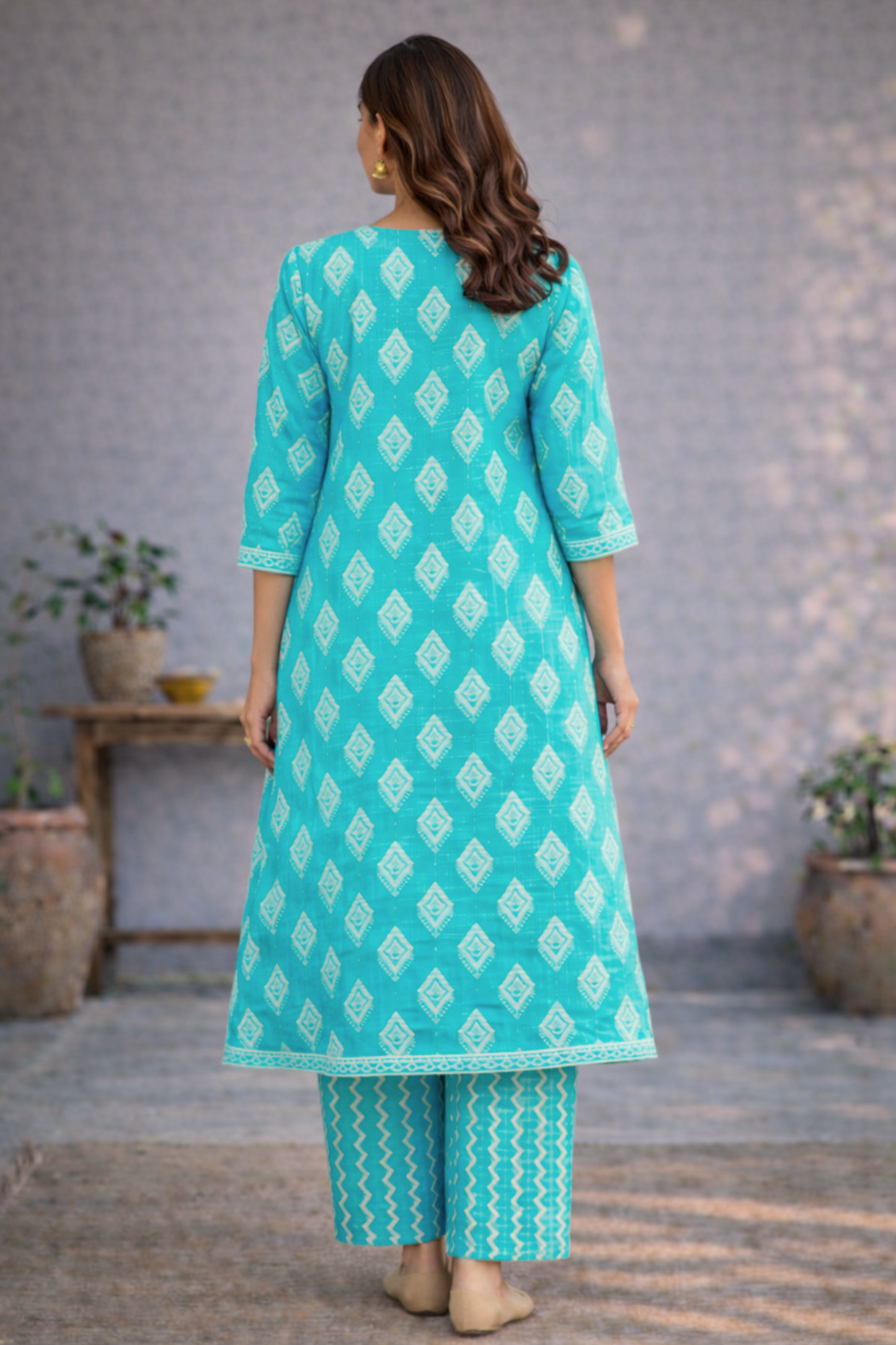Azure Garden Kalidar Cotton Suit
