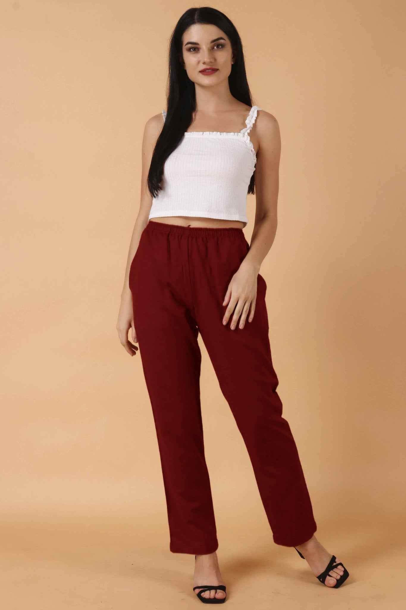 Maroon Cashmilon Pant Palazzo