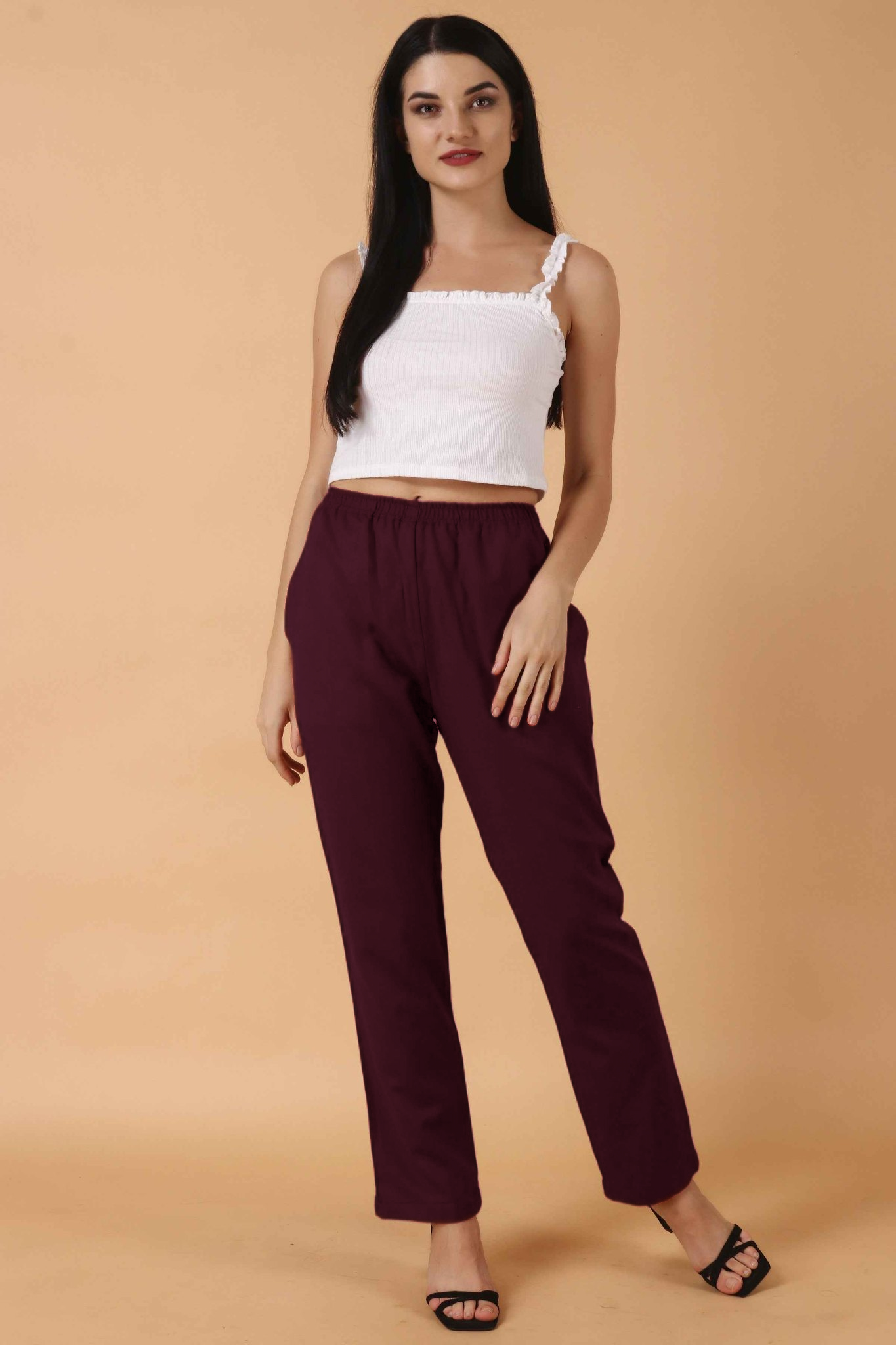 Wine Cashmilon Pant Palazzo