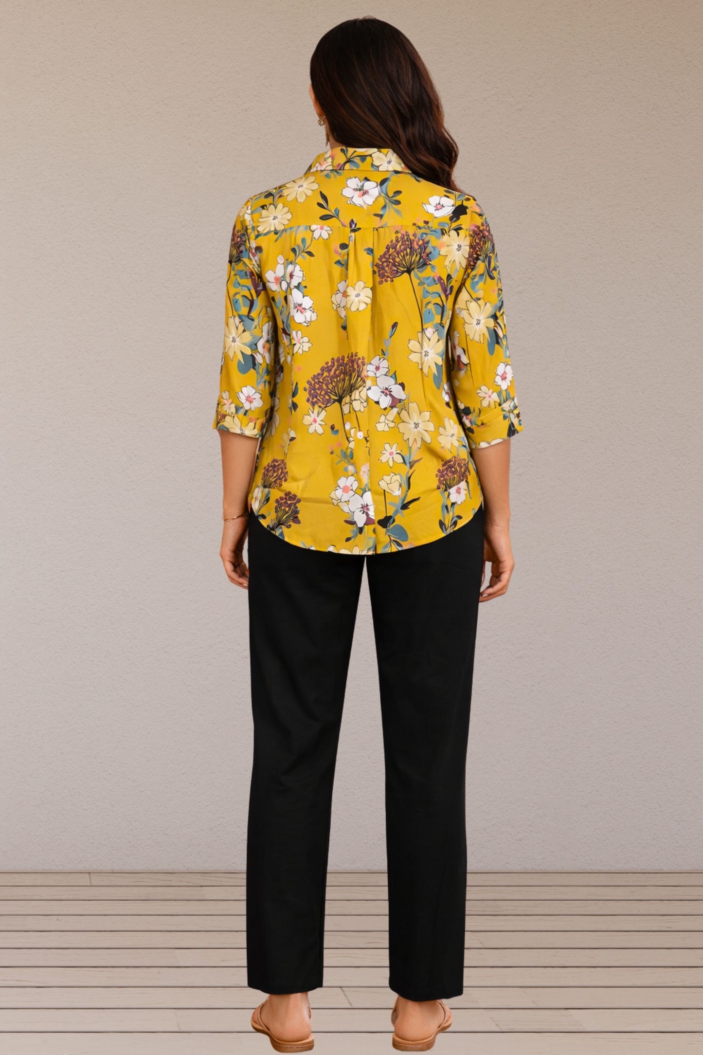 Yellow Bloom Polyester Shirt