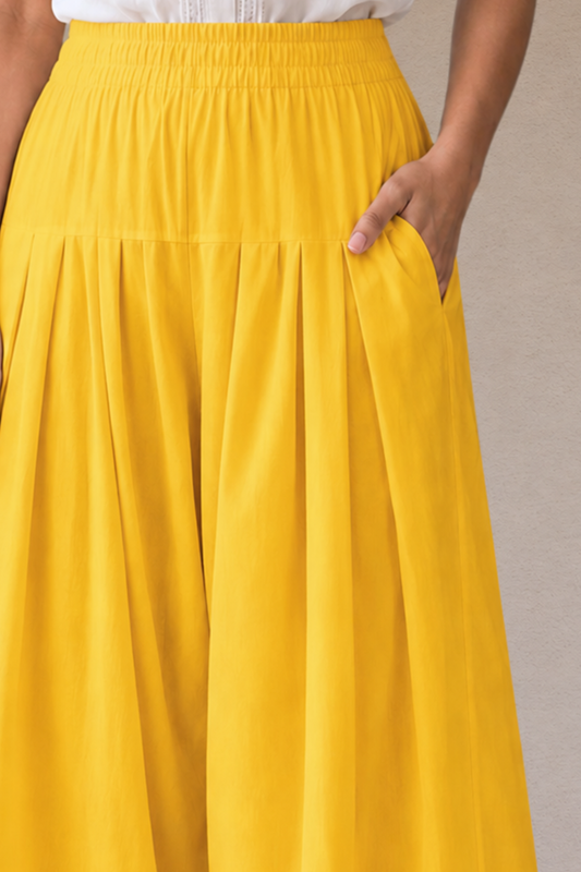 Yellow Cotton Farshi Salwar
