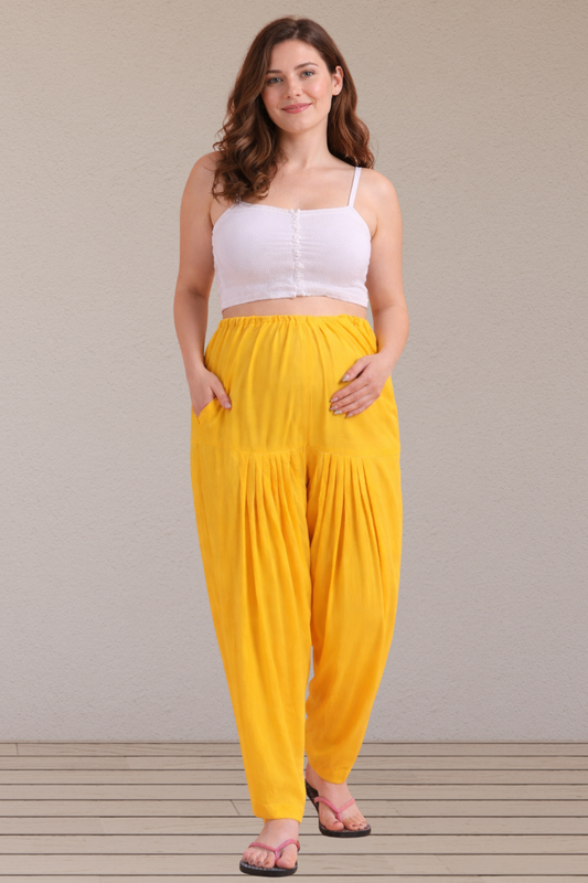 Yellow Easy Fit Cotton Maternity Salwar