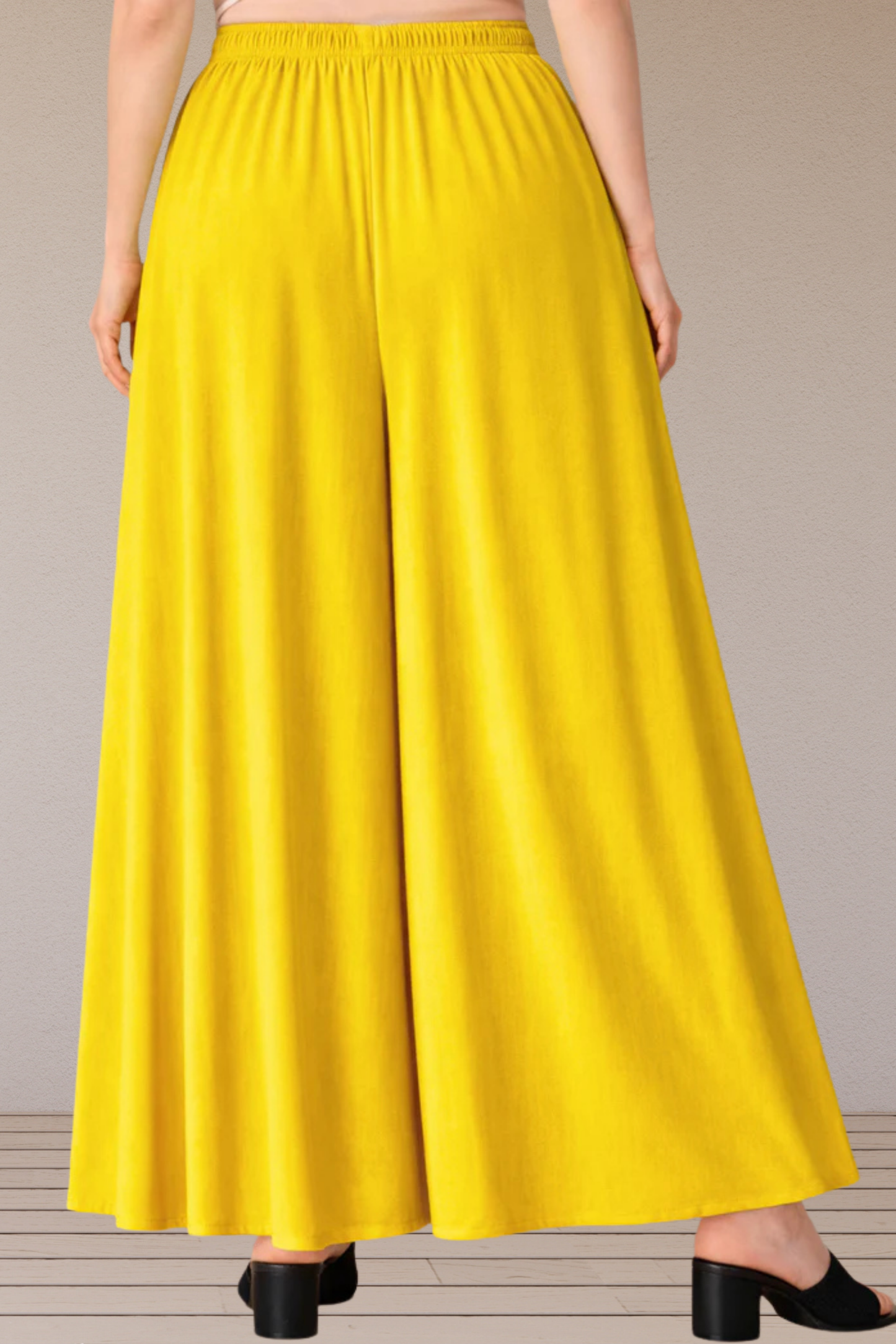 Yellow Rayon Belted Skirt Palazzo